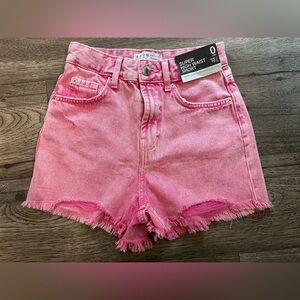 High-Rise Pink Denim Cutoff Shorts